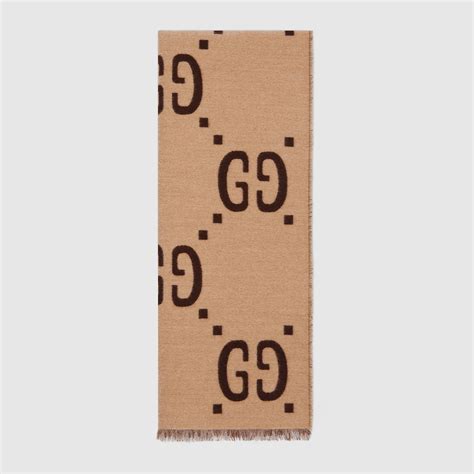 gucci herrenschal|Schal aus GG Wolle in braun und beige .